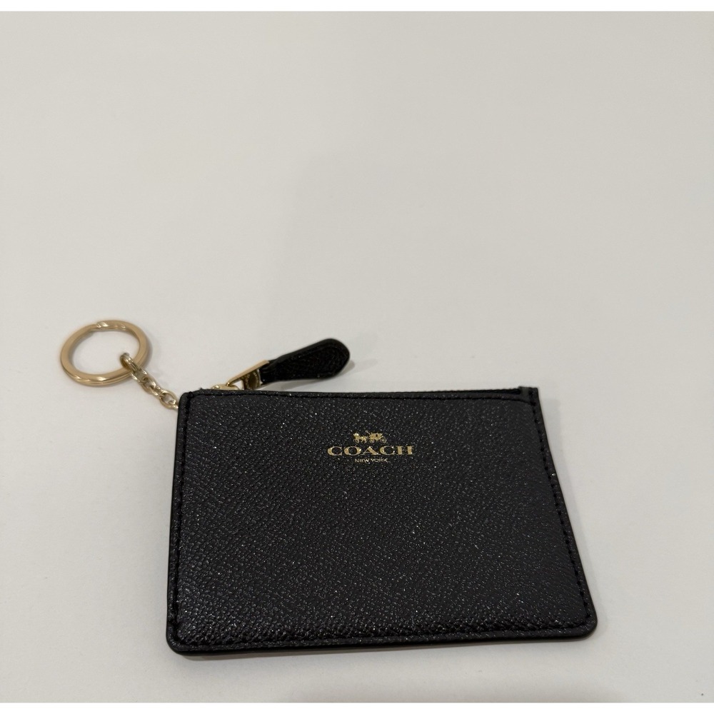 Coach F11836 Mini Skinny ID Case/ Key Ring/ Coin Purse Midnight/Light Gold